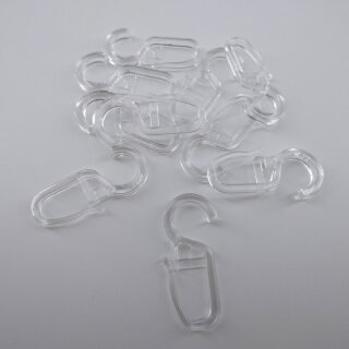 10 Stück Faltenleghaken für Ringe 28mm transparent