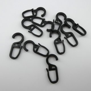 10 Stück Faltenleghaken für Ringe 28mm schwarz
