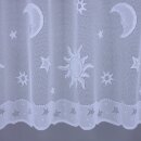 Scheibengardinenstoff weiß Sonne Mond Sterne 48cm hoch
