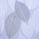Gardinenstoff Diolen Blätter schlamm grau weiß Meterware