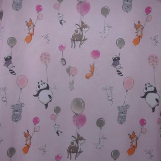 Gardinenstoff Luftballons mit Tieren rosa Kindergardine Meterware