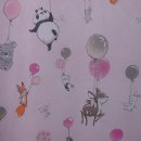 Gardinenstoff Luftballons mit Tieren rosa Kindergardine Meterware