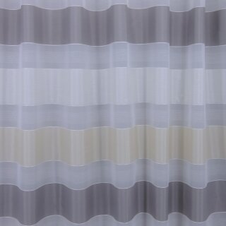 Gardinen Voilestoff grau weiß creme Streifen Kurzstück 8,40m
