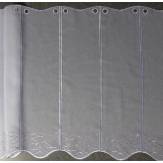 Scheibengardinenstoff mit Wellen grau bestickt 62cm hoch