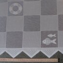 Scheibengardinenstoff 4,80 m Maritim karo weiß 48cm hoch
