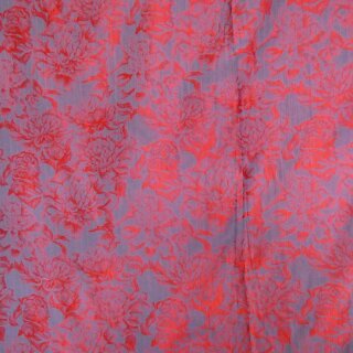 Dekostoff rot mit blau florales Muster 155cm breit