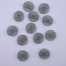 Knöpfe grau transparent 15mm 12 Stück