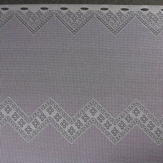 Scheibengardinenstoff Karo Spitze Muster weiß 92cm hoch