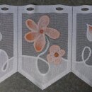 Scheibengardinenstoff weiß orangen Blüten bedruckt 28cm hoch