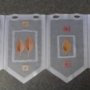 Scheibengardinenstoff orangen Blättern bedruckt 29cm hoch