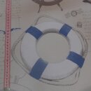 Dekostoff Segelschiff Leuchtturm blau natur 150cm breit