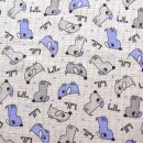 Baumwollstoff Hund und Schrift Motiven Windelstoff Musselin