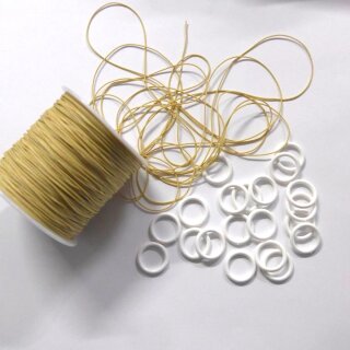 Band beige Polyesterschnur-Ringe in weiß Raffrolloset