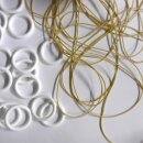 Band beige Polyesterschnur-Ringe in weiß Raffrolloset