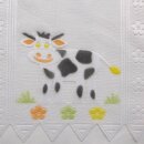 Scheibengardinenstoff „Kuh & Blumen“ bedruckt 43cm hoch