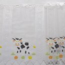 Scheibengardinenstoff „Kuh & Blumen“ bedruckt 43cm hoch