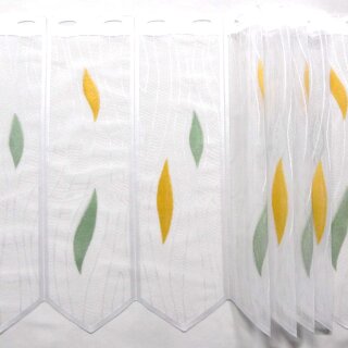 Scheibengardine 150cm-50cm hoch mit Tropfen in grün-apricot