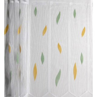 Scheibengardine 150cm-75cm hoch mit Tropfen in grün-beige
