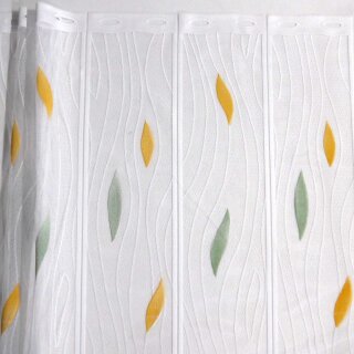 Scheibengardine 90cm-100cm hoch mit Tropfen in grün-beige