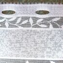 Scheibengardine 150cm-28cm hoch mit Ranken Blätter weiß
