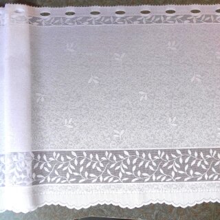 Scheibengardine 150cm-56cm hoch mit Ranken Blätter weiß