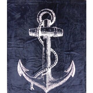 Maritime Kuscheldecke mit Anker – 150x200 cm, Wendedecke aus Fleece