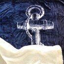 Maritime Kuscheldecke mit Anker – 150x200 cm, Wendedecke aus Fleece