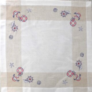 Mitteldecke Maritim Anker, Schiffe & Leuchttürme 85x85 bestickt