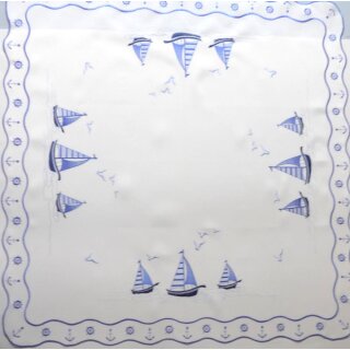Mitteldecke Maritim Segelschiff Schiffe Anker 85x85 bestickt