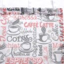 Scheibengardine mit Kaffeetexten in Rot & Schwarz 150x60cm