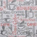 Scheibengardine mit Kaffeetexten in Rot & Schwarz 150x60cm