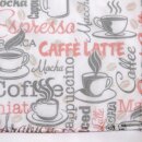 Scheibengardine mit Kaffeetexten in Rot & Schwarz 150x60cm