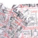 Scheibengardine mit Kaffeetexten in Rot & Schwarz 150x60cm