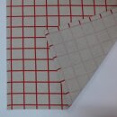 Mitteldecke Natur bedruckt mit rotem Karo – 86 × 86 cm