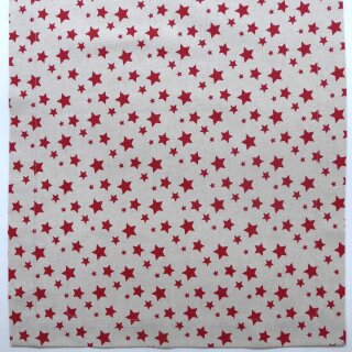 Tischläufer Natur mit roten Sternen 44×127 cm  Weihnachten