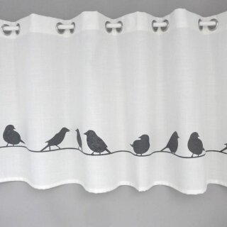 Scheibengardine Ösen chrom bedruckt mit Vögel 145x45cm