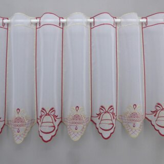 Weihnachtsgardine rot gold Glocken & Schleifen 160×45 cm