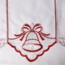 Weihnachtsgardine silber rot Glocken & Schleifen 160×45 cm