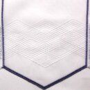 Scheibengardine 160cm-60cm hoch weiß-blauen Mustern bestickt