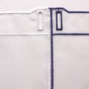 Scheibengardine 160cm-60cm hoch weiß-blauen Mustern bestickt