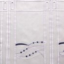 Scheibengardine blau-weiß Muster bestickt 160cm-47cm hoch