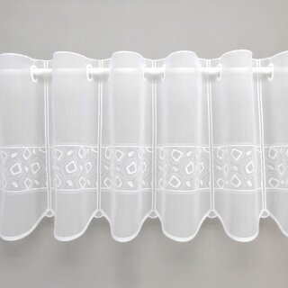 Scheibengardine weiß mit weiß bestickt 160cm-31cm hoch