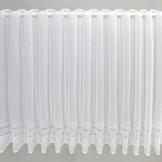 Scheibengardine weiß mit weiß bestickt 158cm-60cm hoch