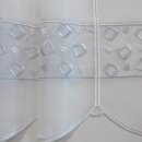 Scheibengardine Weiß Stickerei silbergrau-türkis 160×62 cm