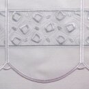 Scheibengardine Weiß Stickerei silbergrau-türkis 160×62 cm