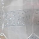 Scheibengardine Weiß Stickerei silbergrau-türkis 160×62 cm