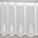 Scheibengardinenstoff weiß mit Tannenbaum-Geschenk 48cm hoch