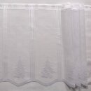 Scheibengardinenstoff weiß mit Tannenbaum-Geschenk 48cm hoch