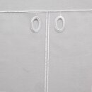 Scheibengardine Weiß Stickerei silbergrau-türkis 160×32cm