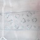 Scheibengardine Weiß Stickerei silbergrau-türkis 160×32cm